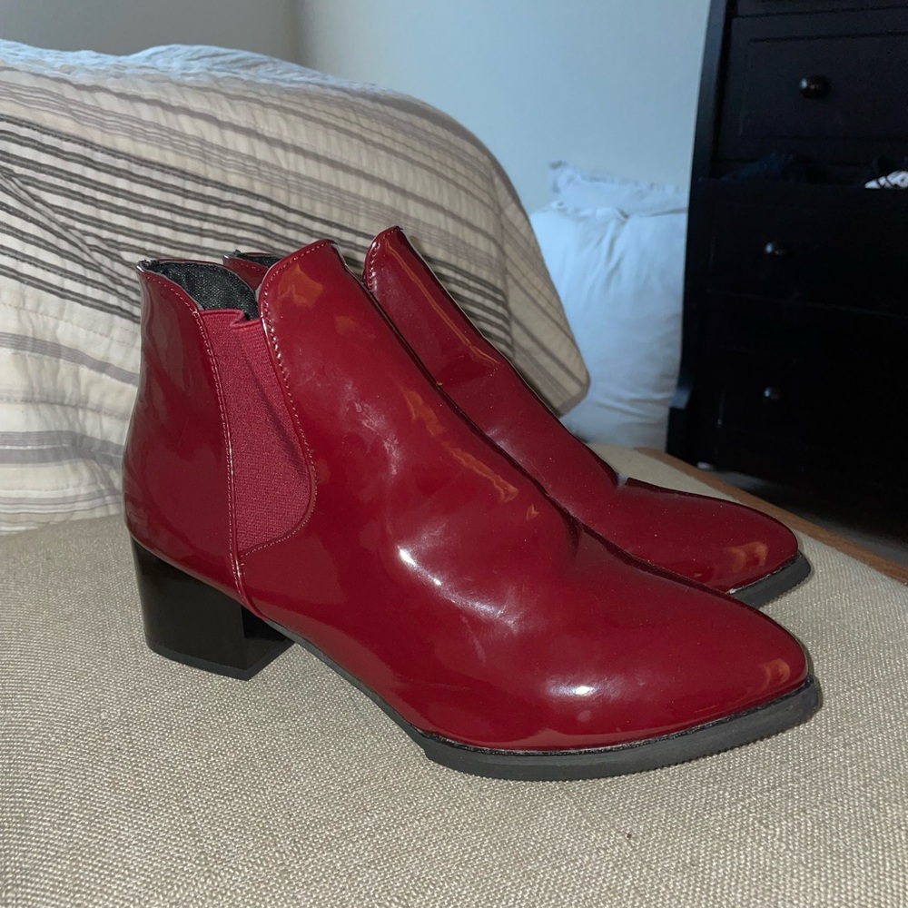 Red Ankle Boots, 1.75 heel height